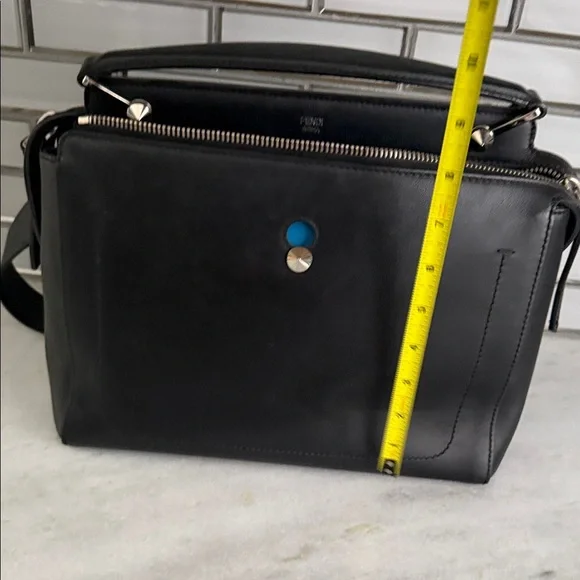 Fendi dot com dotcom black shoulder bag w blue clutch accent - Picture 13 of 13